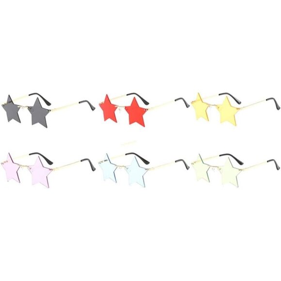 Unisex Star Shape Frameless Sunglasses UV400 Mirror Lenses Stylish Accessory